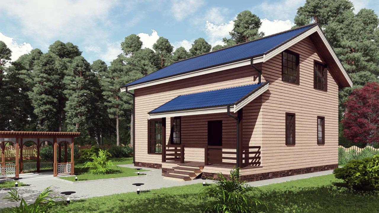 Проект каркасного дома 10*8 с мансардным этажом, кухней-гостиной и двумя кладовыми от "Строй и Живи"