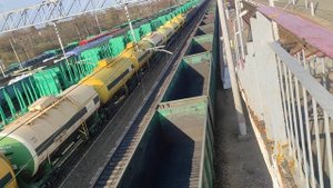 Движение ЖД состава!Вид с пешеходного моста станция Куровская!