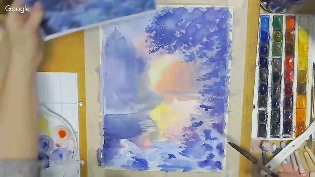Рисуем акварелью - Зимнее солнце. Татьяна Голубь