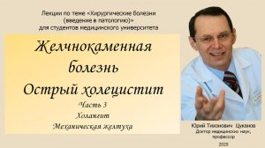 Желчнокаменная болезнь. Холангиты. Желтуха. Часть 3. Лекция для студентов медуниверситета.