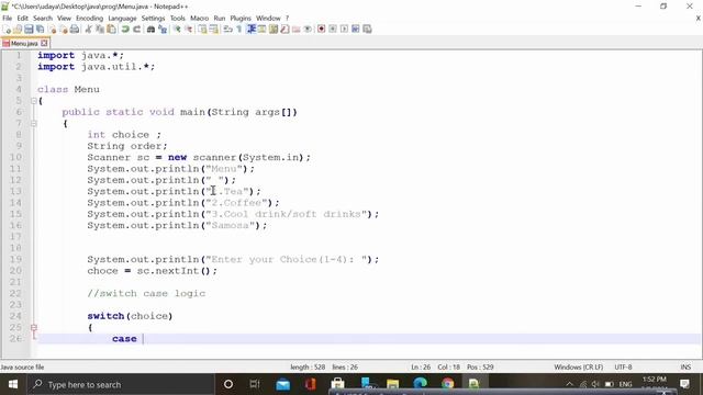 Creating a Menu using Switch case in java смотреть онлайн