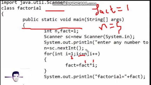 Program- Factorial of a number in JAVA смотреть онлайн