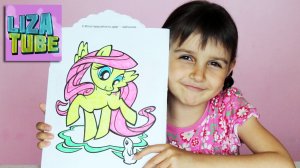 Лиза раскрашивает пони Флаттершай (✯◡✯) Раскраска MLP Май Литл Пони (✯◡✯) Лиза и питомцы.