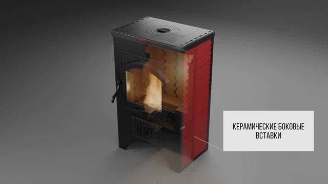 Печь-камин Kennet Сириус с чугунной дверкой и плитой смотреть онлайн