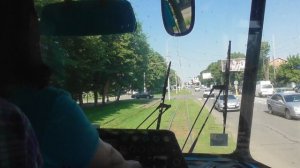 FHD 05 Вид вперёд из кабины трамвая Tatra KT4SU №152. Маршрут №4. Площадь Гагарина–Дворец школьнико