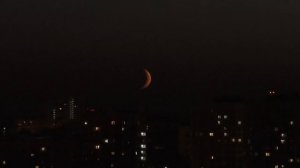 Растущая луна уходит за горизонт