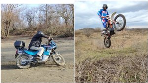 Honda Transalp 400 по городу и бездорожью с пассажиром и на Kayo T4  полетал по карьеру 17,12,2022