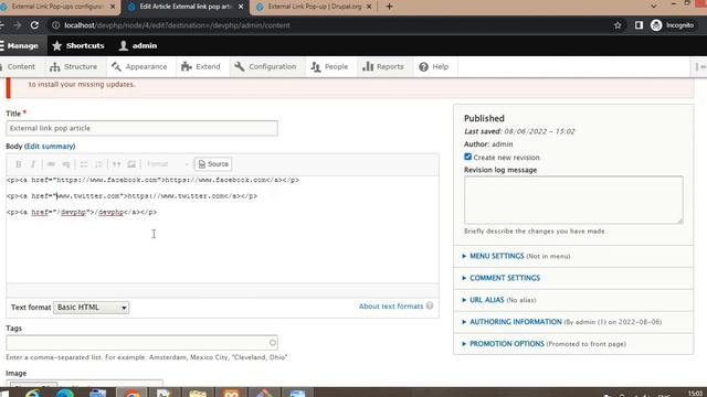 External Link Pop-up in Drupal 9 | Drupal 8 | Drupal 10