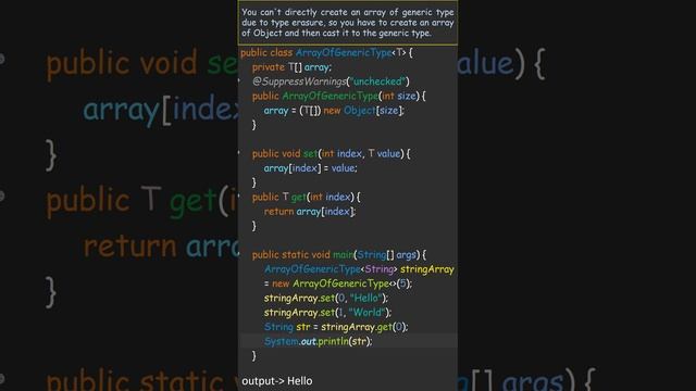 Java Tutorial | Array of Generic Type #java #programming #coding