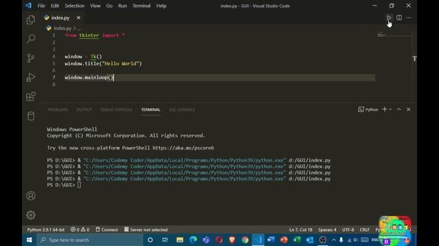 Simple Hello World GUI Using Tkinter Python In Hindi | Python Tkinter Most Basic GUI In Hindi
