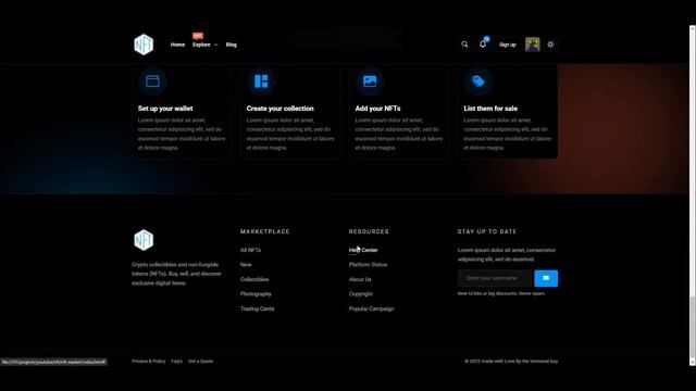 NFT Marketplace landing Website using HTML CSS and  JS || The Terminal Boy