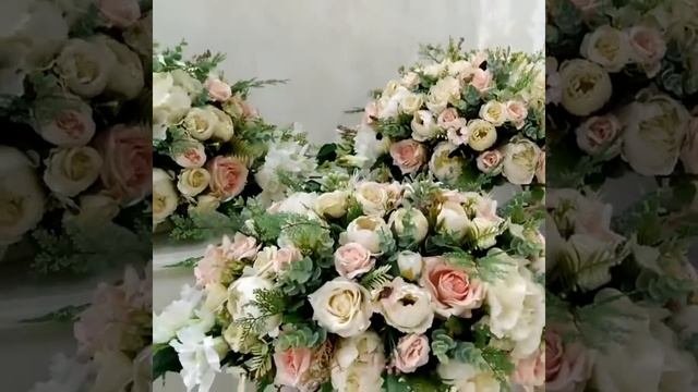 Комплект композиций из искусственных цветов. Интерьерные композиции из цветов.