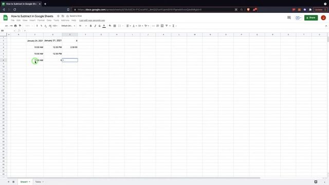 How to Subtract in Google Sheets