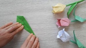 Как сделать тюльпан из бумаги/Origami tulip/lâle kağıttan