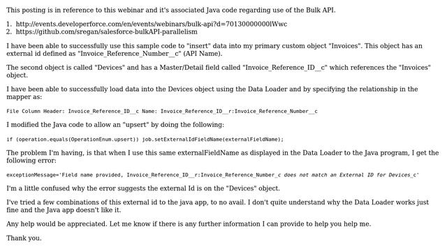 Salesforce: Java BulkAPI exception: Field name provided does not match an External ID смотреть онлайн