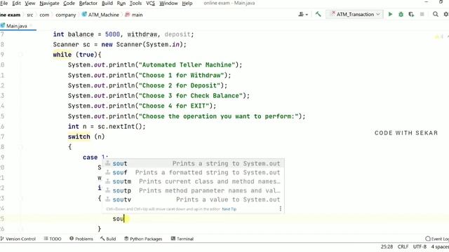 Atm Machine Project using Java program | Java atm project with source code #java #javaproject