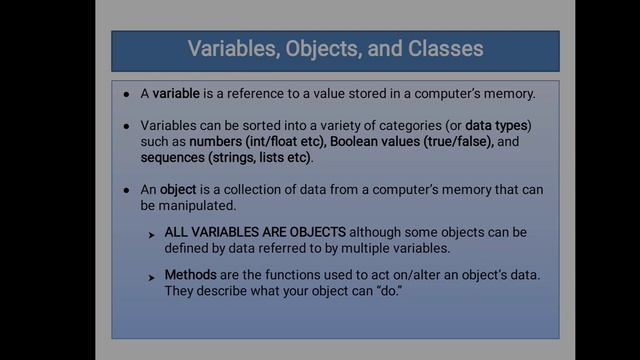 Python- Variables, Objects & Classes