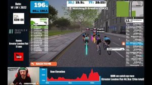 KOM-on catch up race (Greater London Flat 40,7km 124m total)