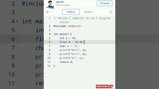 Printing int, float and char values using c in tamil | #happycoding #cprogramming #programming