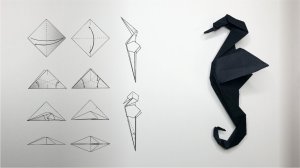 Бумажный морской конек ● Схема оригами