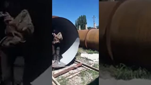 HYVST EPT 450 TX Покраска металлических труб большого диаметра изнутри безвоздушным краскопультом