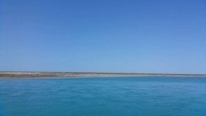 Кара-Богаз-Гол, Туркменистан/A panorama of Kara-Bogaz-Gol strait, Turkmenistan.