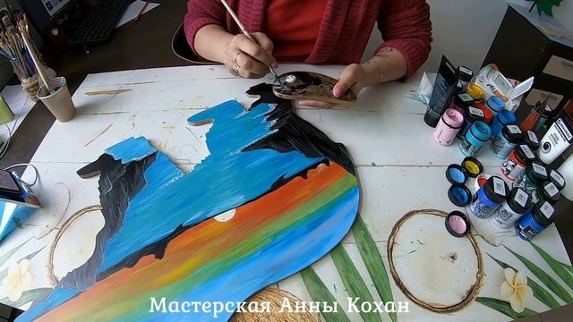 ?Картина "Медведь" акриловыми красками?Покрытие ее эпоксидной смолой?Анна Кохан смотреть онлайн