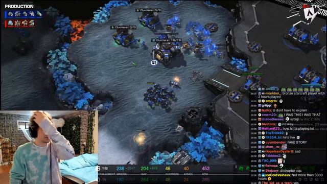 xQc reacts to Clem's amazing panic Unit split in Starcraft 2