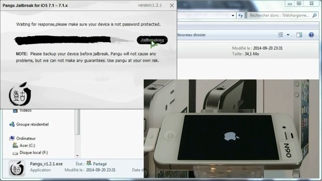 Jailbreak на iPhone 4 iOS 7.1.2 Подробная информация как установить!!! смотреть онлайн