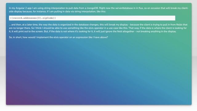 Using Elvis Operator within String Interpolated Expressions in Angular 2