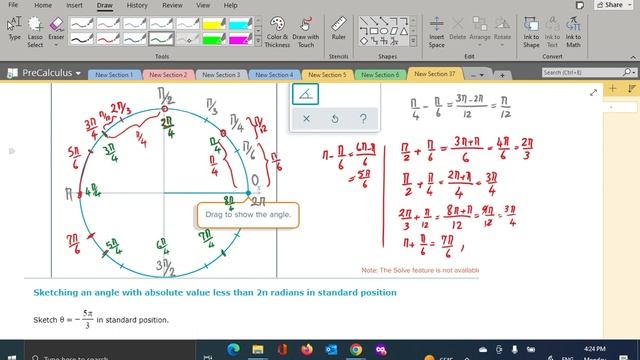 4.1.d Sketching an angle with absolute value less than 2π radians in standard position смотреть онлайн