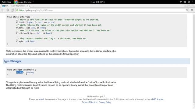 Go Golang Stringer interface example implement String method смотреть онлайн