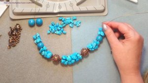 Колье и браслет из бусин Турквенита, бижутерия своими руками мастер класс.