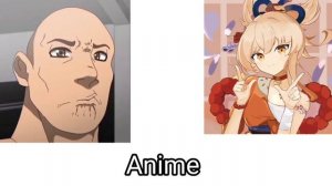 Genshin impact Female Edition-3 , Anime Vs Reddit (The Rock Reaction Meme)