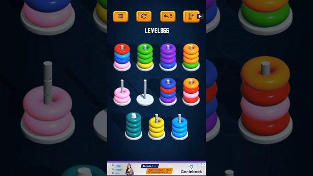 Hoop Sort Puzzle - Color Ring Stack Sorting Game Level 866 Solution