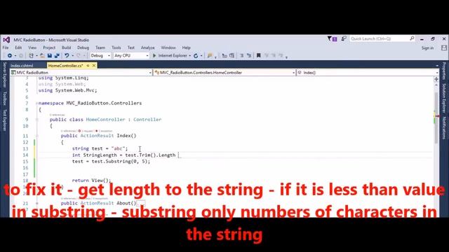MVC - C# - Fix Error - Index and length must refer to a location within the string смотреть онлайн