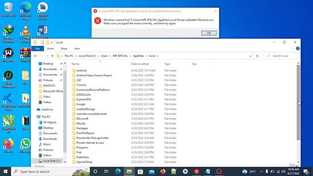 How to Solve Windows cannot find 'C:\Users\...\AppData\Local\Temp\subfolder\filename.exe' Error