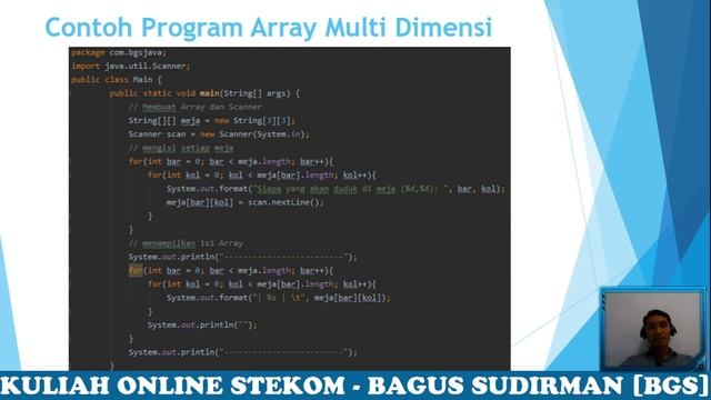 Array Multidimensi Pada Pemrograman Java - Kuliah Online Kelas Karyawan STEKOM Kendal 2018 смотреть онлайн