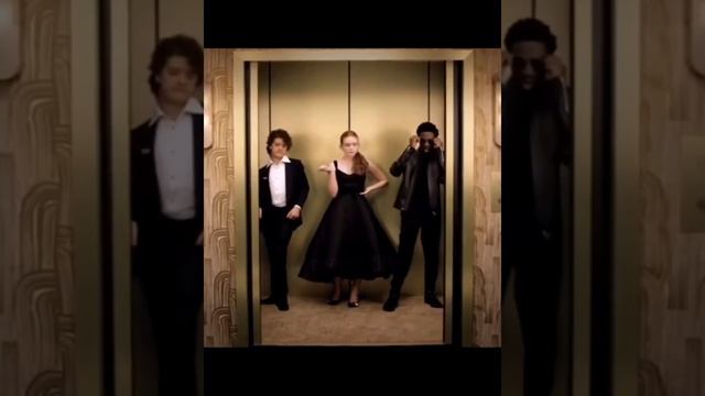 Sadie, Caleb and Gaten 🤩 | Golden Globes Elevator Edit