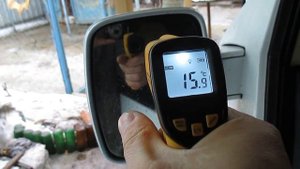 Зеркала с подогревом, замер температуры зеркала пирометром.