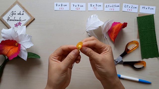 Cách làm lan cattleya bằng giấy nhún | How to make cattleya orchid by crepe paper | Góc nhỏ handmad смотреть онлайн