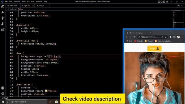 html se 3d image effect kese bnaye ? ? button press krne par jaadu 3d boxes background image??