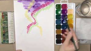 Северное сияние. Восковые мелки и акварель. Нарисуем явление природы быстро и просто.