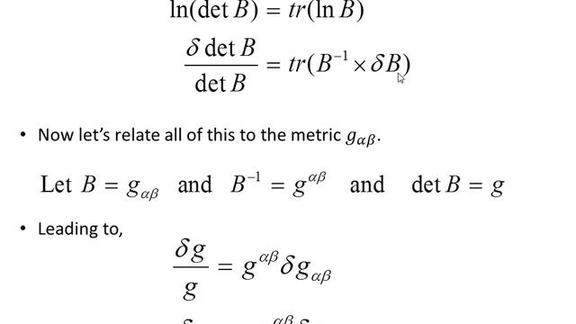 Variation Of The Metric Determinant