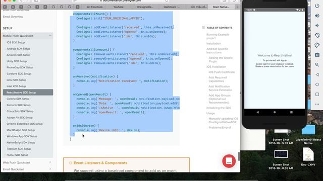 Hướng dẫn cài đặt push notification cho ứng dụng React Native (p1) смотреть онлайн