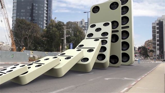 Domino Effect - The Largest Domino Simulation V4 On A Real Footage