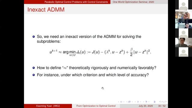 OWOS: Xiaoming Yuan - "From Optimization to Optimal Control: An Algorithmic Design Perspective" смотреть онлайн
