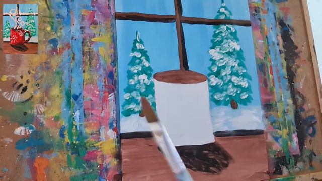 Чашка чая на окне. Зима. смотреть онлайн