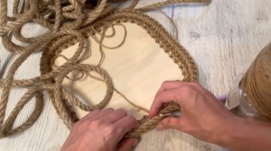 Квадратное кашпо из джута и каната