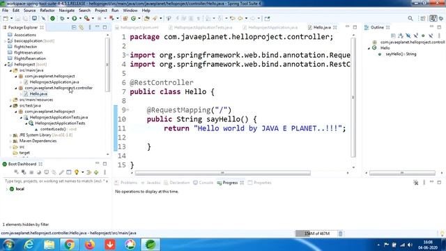 Basic Spring Boot Application (hello world)  #springboot #java  ||javaeplanet  ||javatutorials
